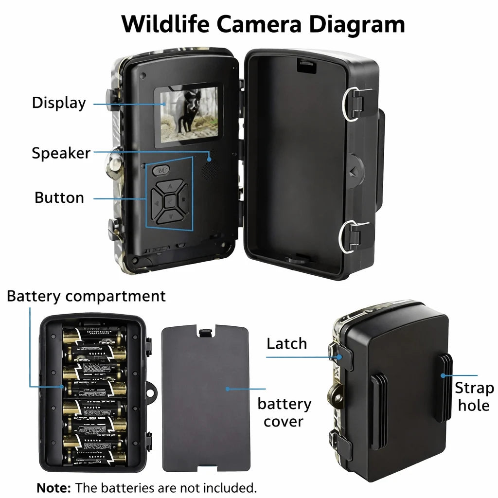 Trail Camera 12 MP 1080P HD No-Glow Night Vision
