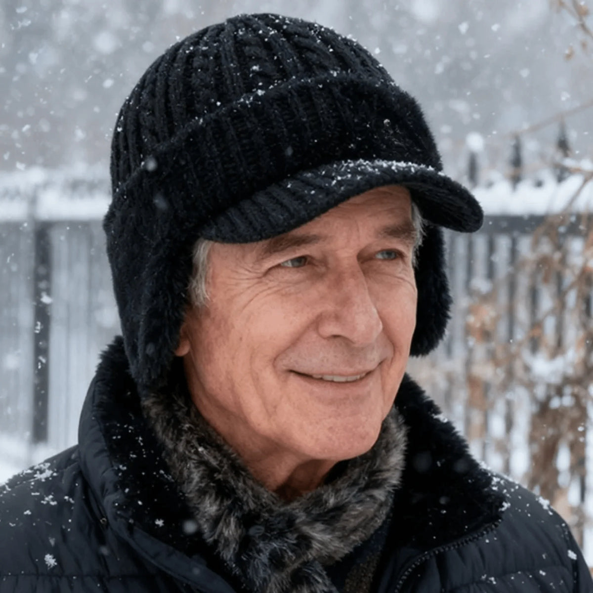 Trapper Hat Fleece-Lined Ear Flaps Double-Layer Knit