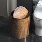 Trash Can Compact Silent Swing Lid Wood-Grain Finish