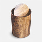 Trash Can Compact Silent Swing Lid Wood-Grain Finish