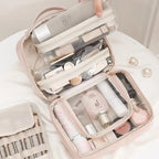 Travel Cosmetic Bag Clear Compartments Water-Resistant