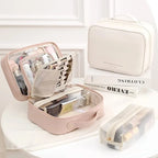 Travel Cosmetic Bag Clear Compartments Water-Resistant