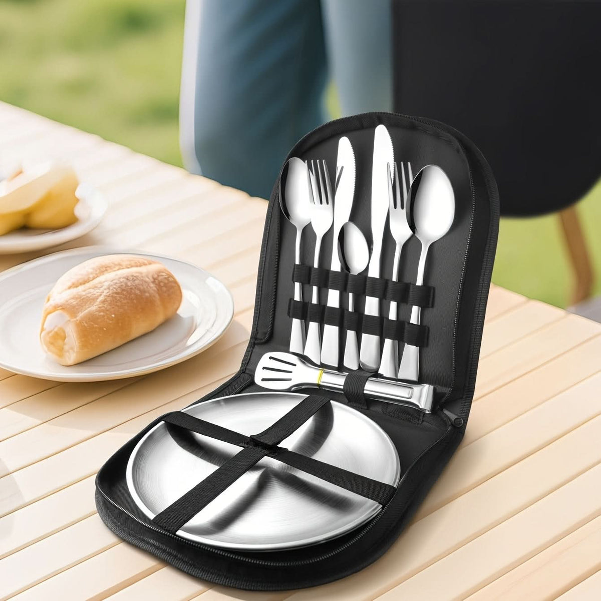 Travel Dining Set Compact Lightweight With Tongs