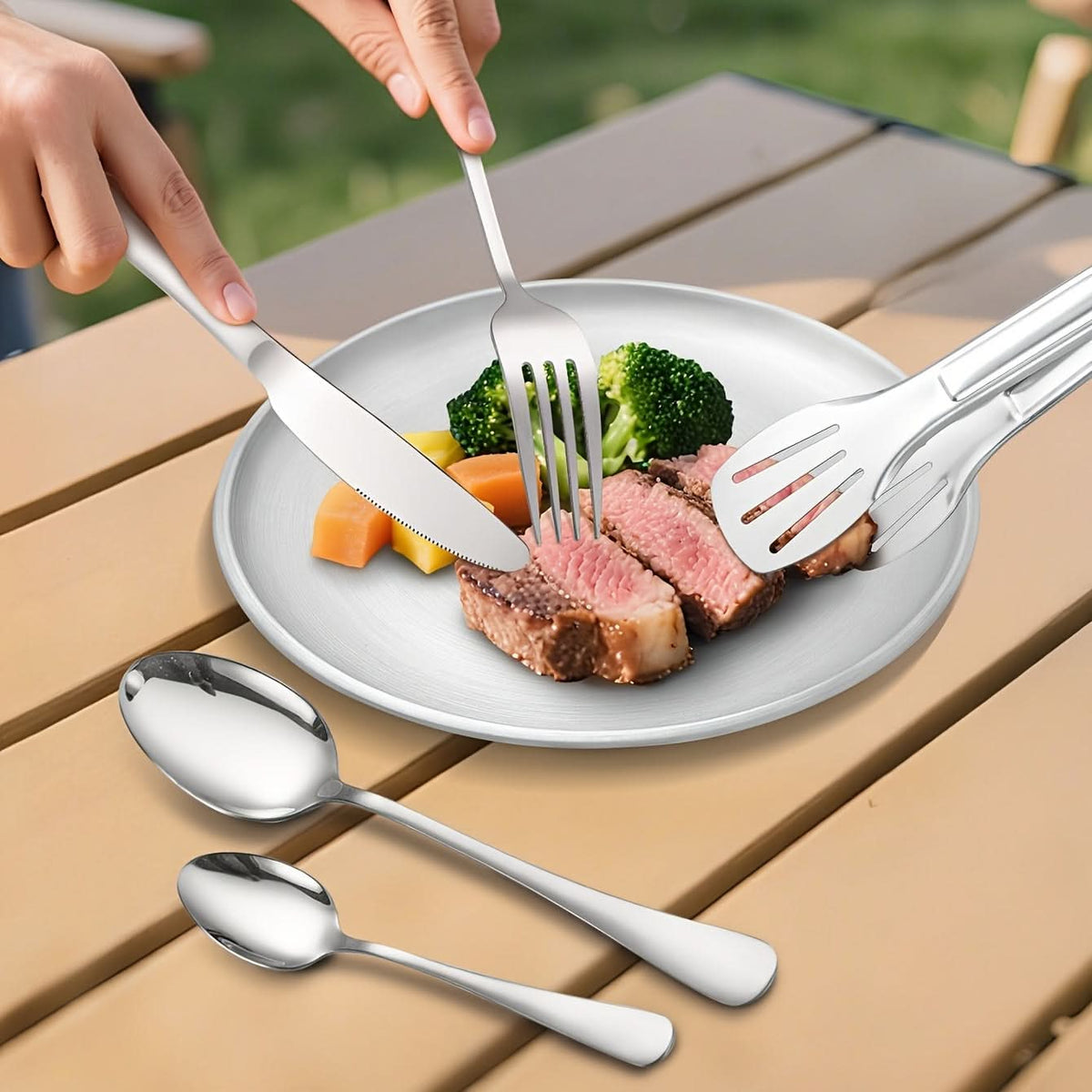 Travel Dining Set Compact Lightweight With Tongs