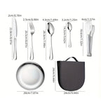 Travel Dining Set Compact Lightweight With Tongs