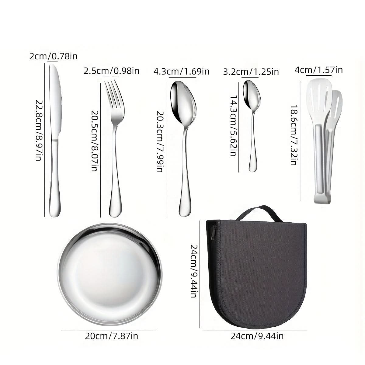 Travel Dining Set Compact Lightweight With Tongs