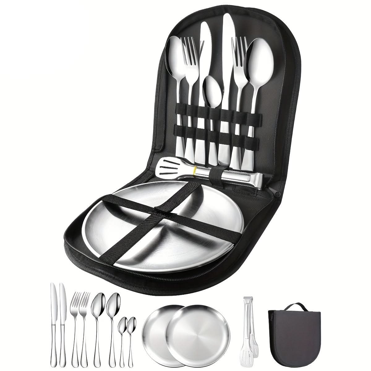 Travel Dining Set Compact Lightweight With Tongs