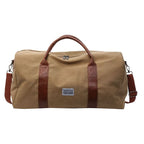 Travel Duffel Bag Washed Canvas Multiple Pockets With Leather Accents