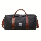 Travel Duffel Bag Washed Canvas Multiple Pockets With Leather Accents