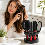Travel Hairbrush Set Compact Organizer Stand & Mirror
