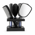 Travel Hairbrush Set Compact Organizer Stand & Mirror