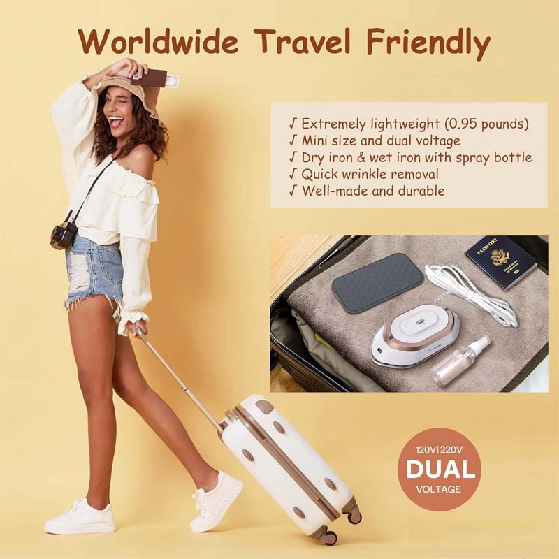 Travel Iron Ceramic Soleplate 2-Minute Heat-Up & Dual Voltage