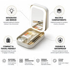 Travel Makeup Bag LED Mirror Multiple Compartments & Waterproof