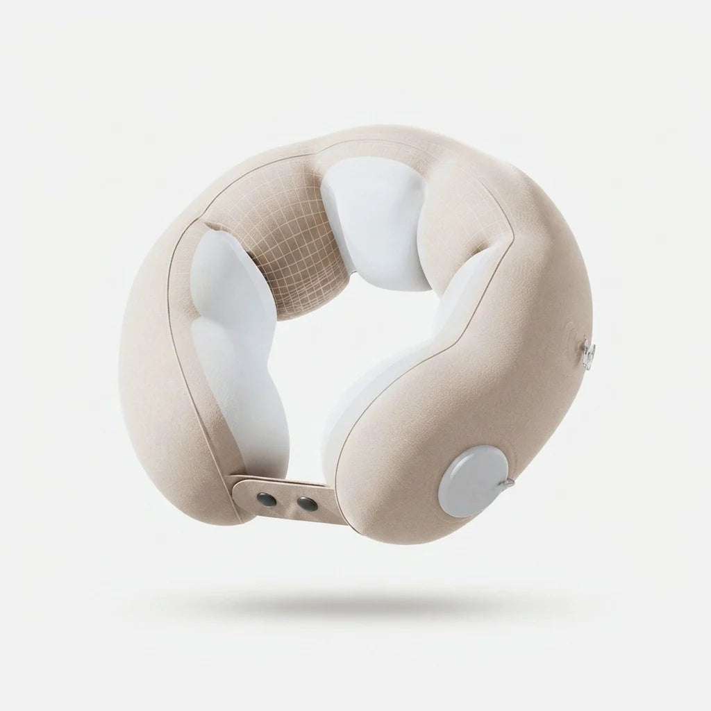 Travel Neck Pillow Inflatable Built-In Pump & Adjustable Firmness