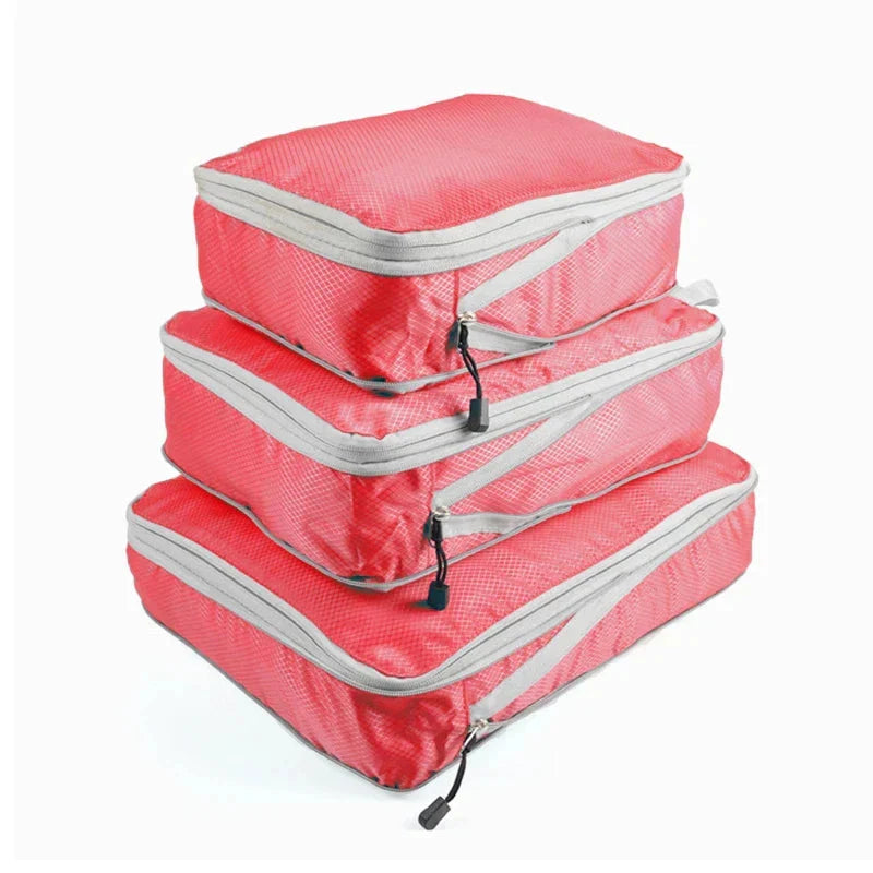 Travel Packing Cubes Compression Nylon Mesh Set of 3