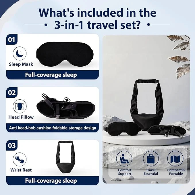 Travel Pillow Set Memory Foam Blackout Eye Mask