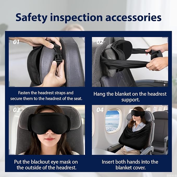 Travel Pillow Set Memory Foam Blackout Eye Mask