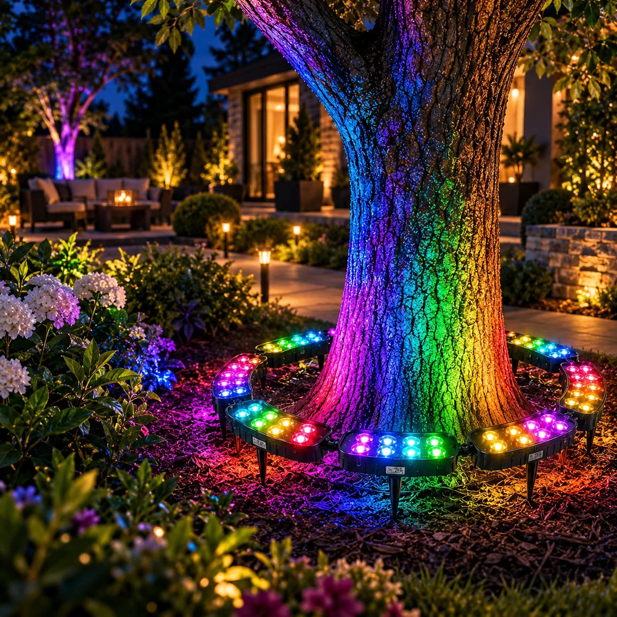 Tree Ring Light Solar-Powered Color-Changing RGB