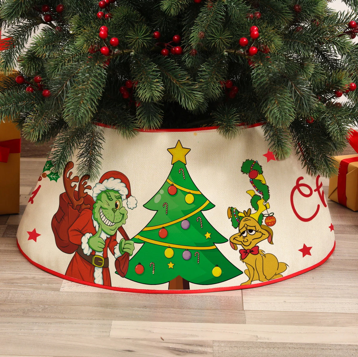 Tree Skirt Sequin Design Spot-Clean Care Multiple Sizes