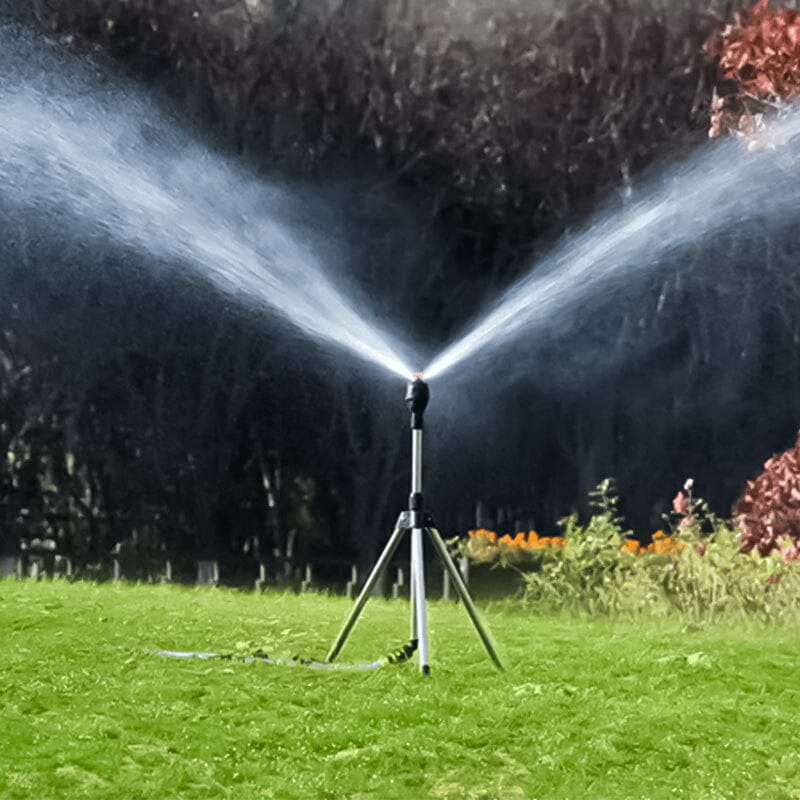 Tripod Sprinkler 360° Rotating Height-Adjustable Stainless Steel Frame