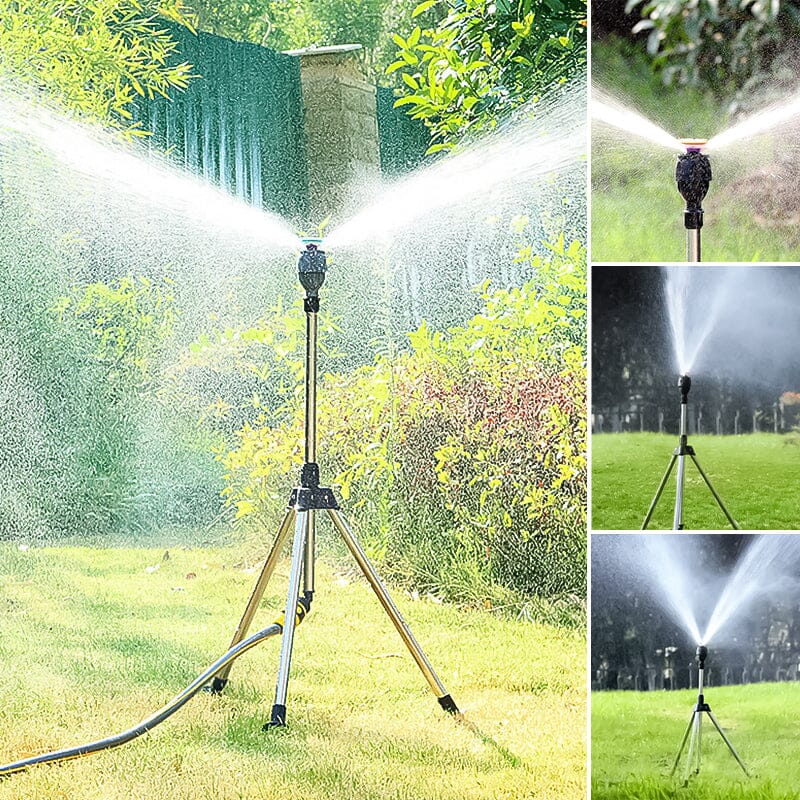 Tripod Sprinkler 360° Rotating Height-Adjustable Stainless Steel Frame