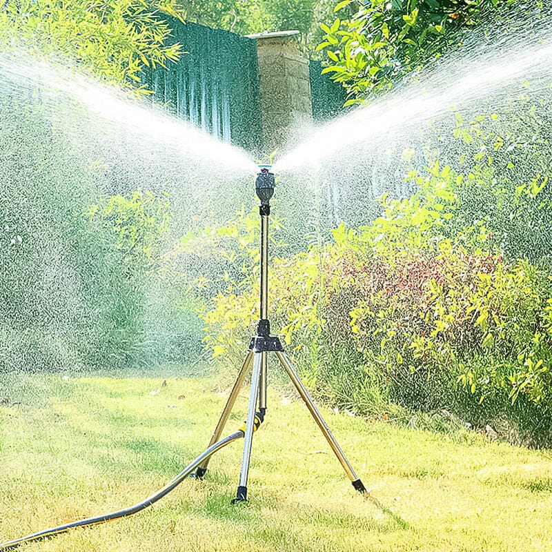 Tripod Sprinkler 360° Rotating Height-Adjustable Stainless Steel Frame