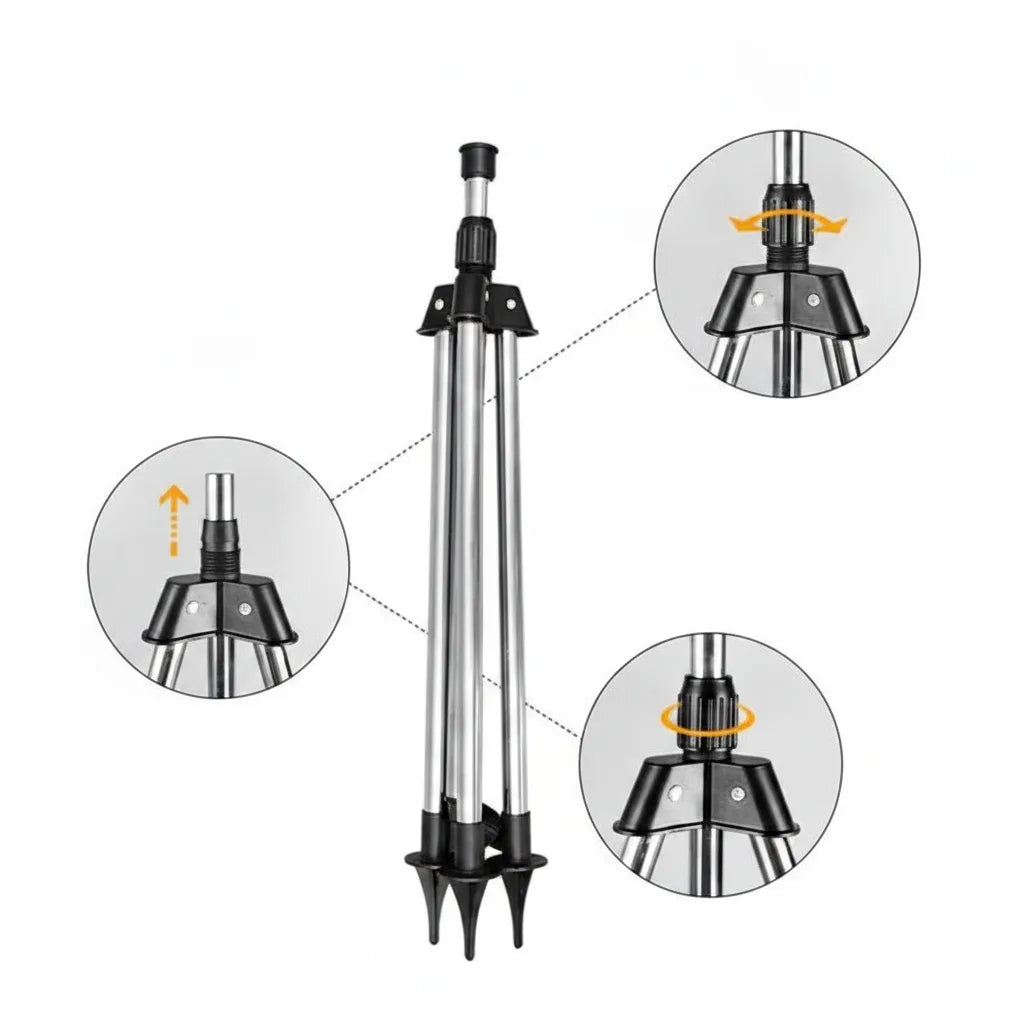 Tripod Sprinkler 360° Rotating Height-Adjustable Stainless Steel Frame