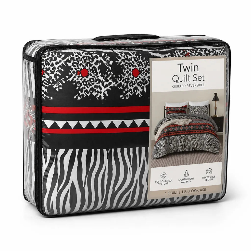 Twin Quilt Set Quilted Reversible Lightweight Year-Round Warmth