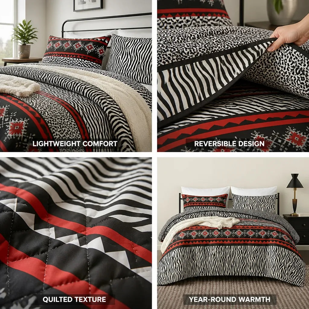 Twin Quilt Set Quilted Reversible Lightweight Year-Round Warmth