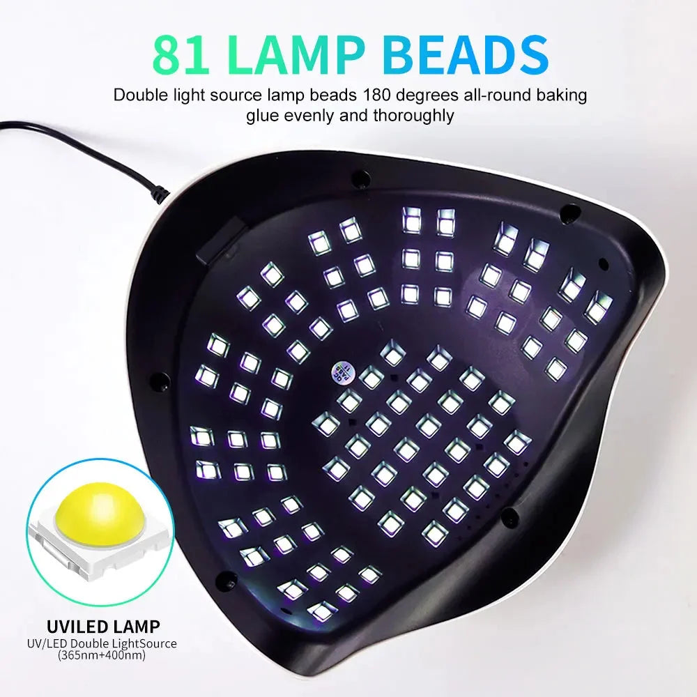 UV/LED Nail Lamp 81-LED Fast Curing Adjustable Timer