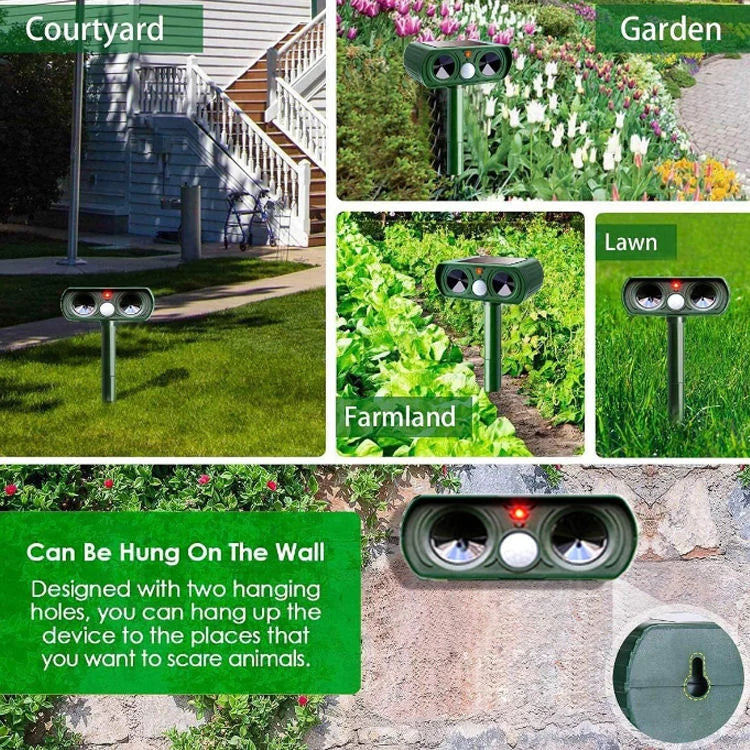 Ultrasonic Dog Repellent Solar Powered Weatherproof 26 Ft Range