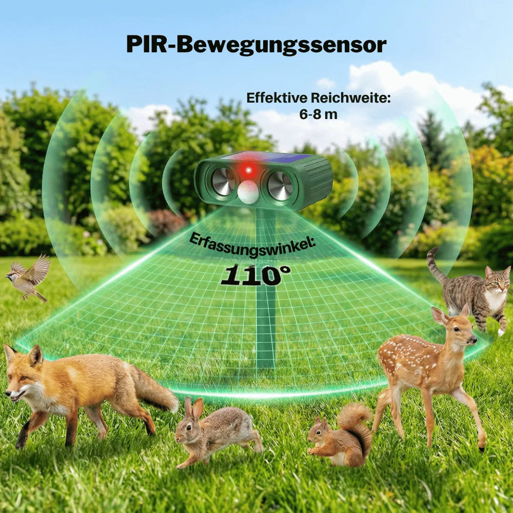 Ultrasonic Dog Repellent Solar Powered Weatherproof 26 Ft Range