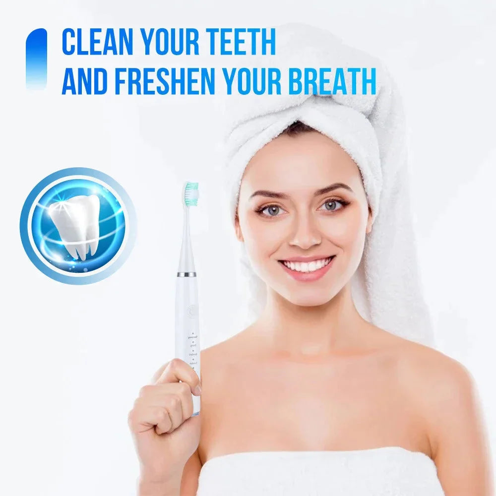 Ultrasonic Tooth Cleaner 5 Settings 3 Interchangeable Heads