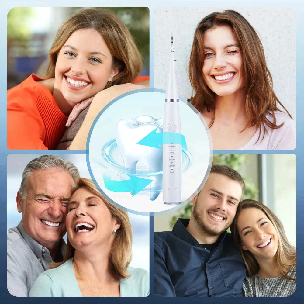 Ultrasonic Tooth Cleaner 5 Settings 3 Interchangeable Heads