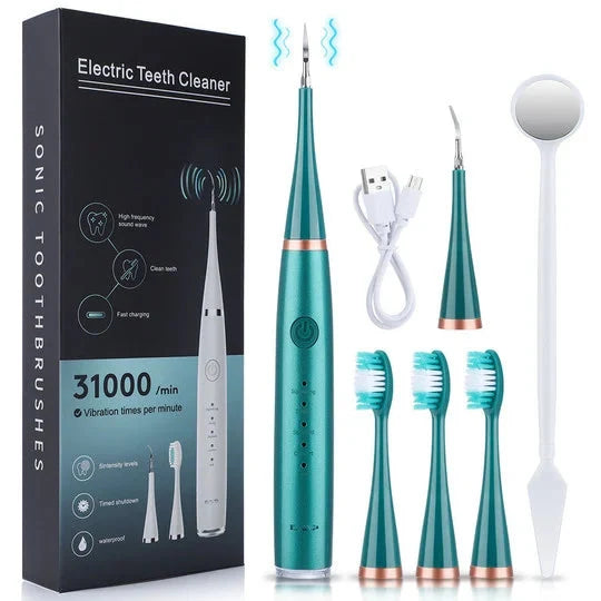Ultrasonic Tooth Cleaner 5 Settings 3 Interchangeable Heads