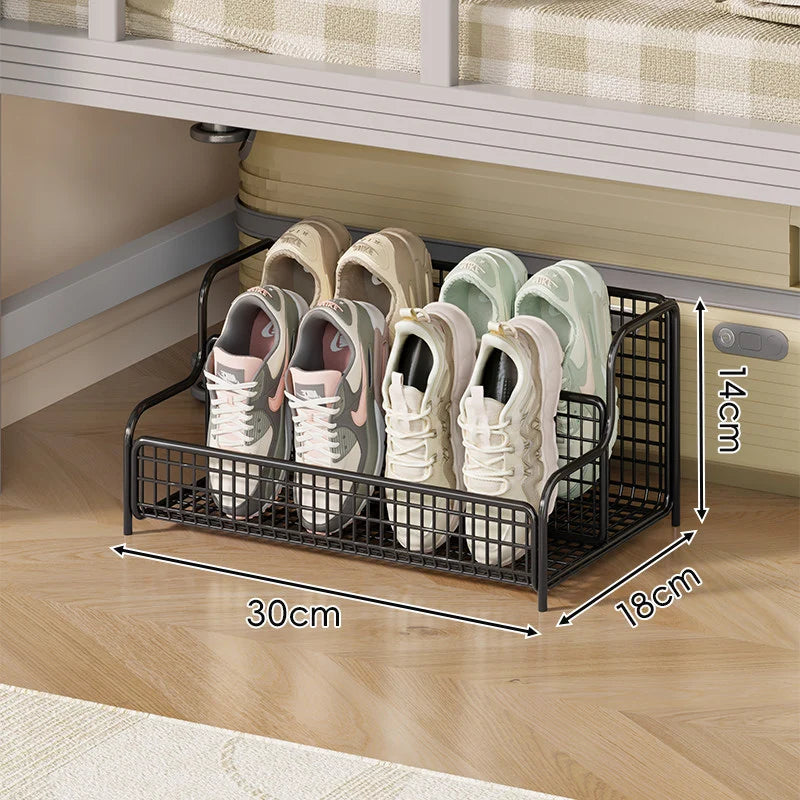 Under-Bed Shoe Organizer Pull-Out Ventilated Steel Wire Space-Saving Storage