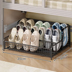 Under-Bed Shoe Organizer Pull-Out Ventilated Steel Wire Space-Saving Storage