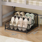 Under-Bed Shoe Organizer Pull-Out Ventilated Steel Wire Space-Saving Storage