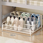 Under-Bed Shoe Organizer Pull-Out Ventilated Steel Wire Space-Saving Storage