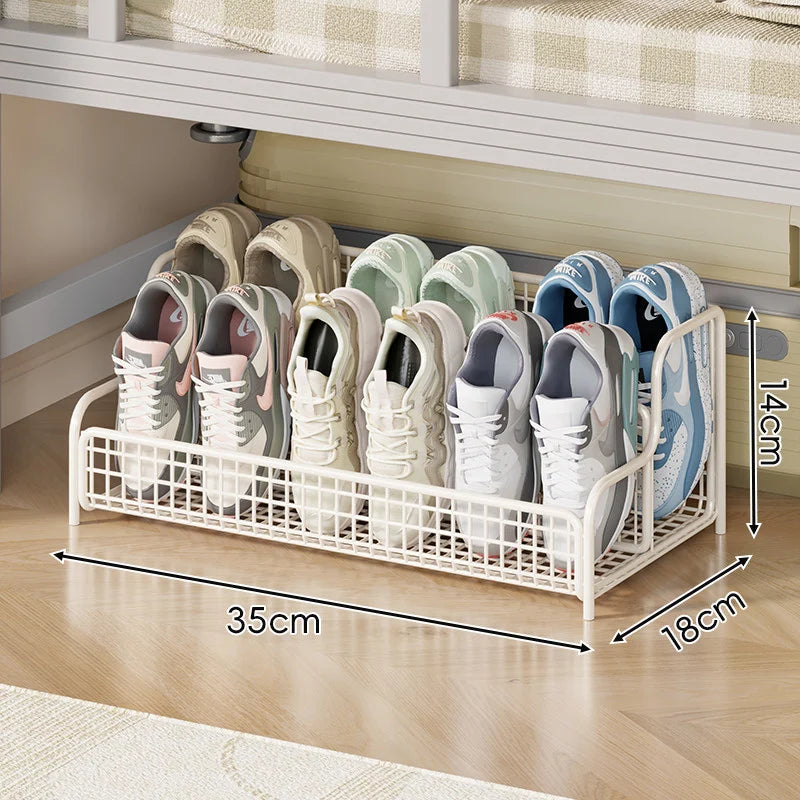 Under-Bed Shoe Organizer Pull-Out Ventilated Steel Wire Space-Saving Storage