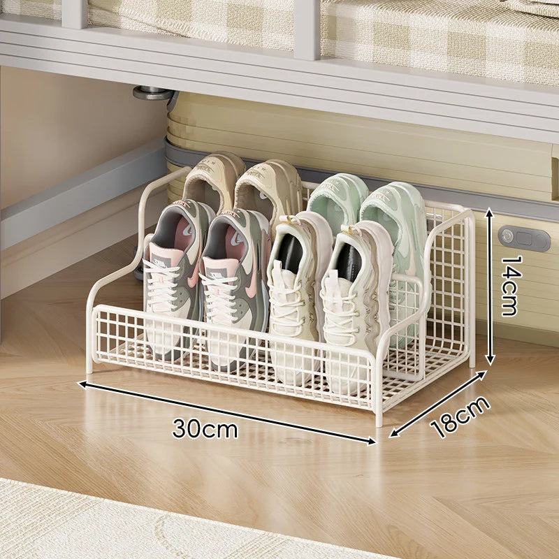 Under-Bed Shoe Organizer Pull-Out Ventilated Steel Wire Space-Saving Storage