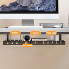 Under-Desk Cable Organizer Adjustable Strap & Secure Clips