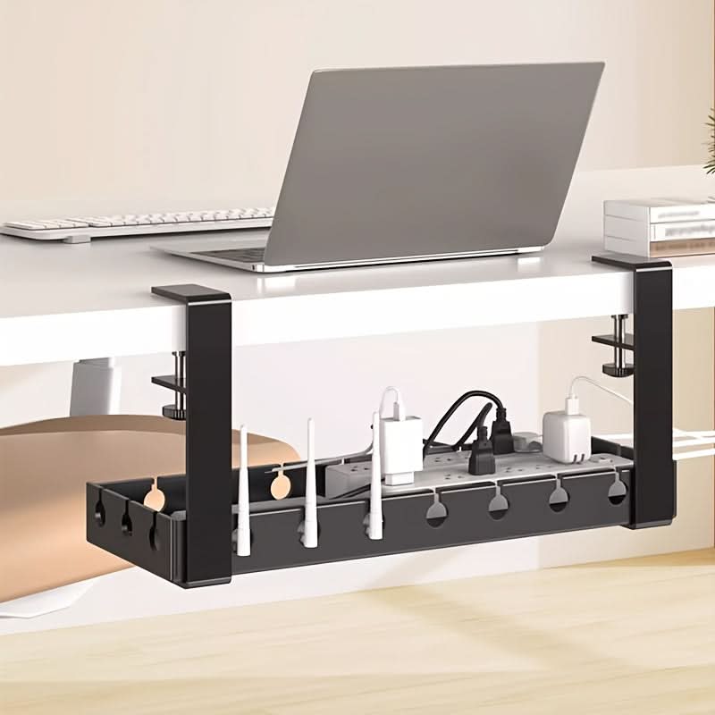Under-Desk Cable Organizer Adjustable Strap & Secure Clips
