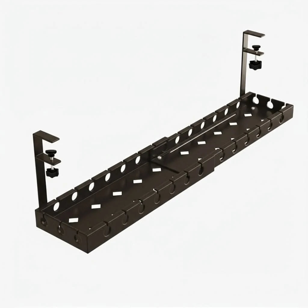 Under-Desk Cable Organizer Adjustable Strap & Secure Clips