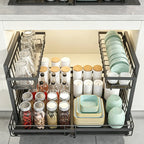 Under-Sink Pull-Out Shelf L-Shaped Two-Tier Smooth-Glide