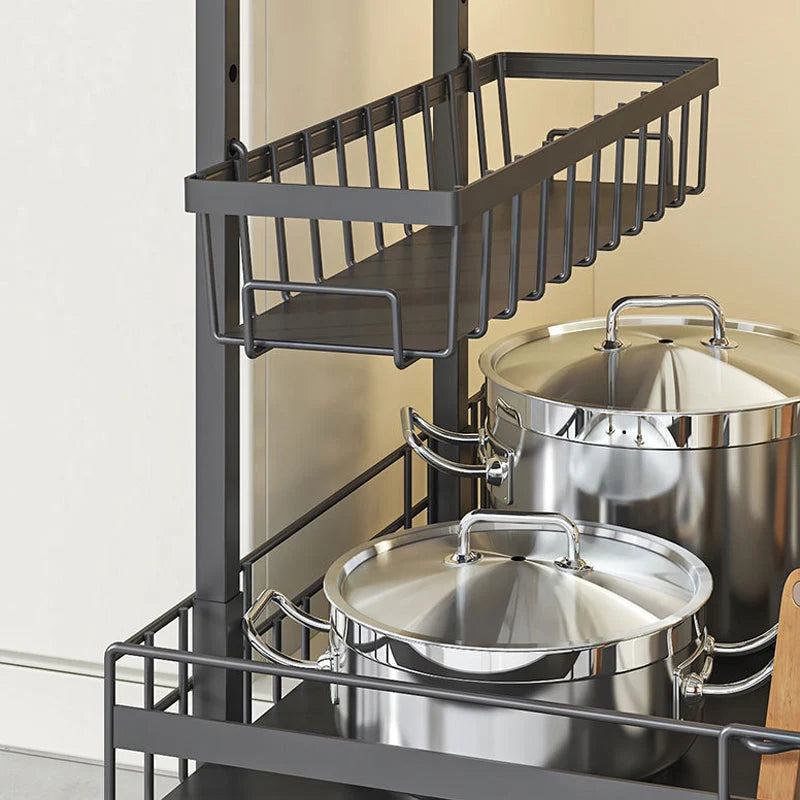 Under-Sink Pull-Out Shelf L-Shaped Two-Tier Smooth-Glide