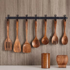 Utensil Set Solid Teak Scratch-Resistant 9-Piece