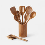 Utensil Set Solid Teak Scratch-Resistant 9-Piece