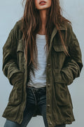 Utility Jacket Green Relaxed Fit Multiple Pockets