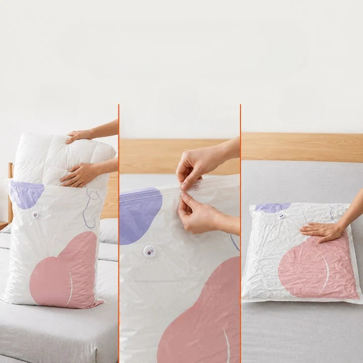 Vacuum Storage Bags No-Pump Valve Reusable & Water-Resistant
